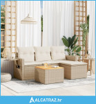 5-dijelni vrtni set sofa s jastucima bež od poliratana - NOVO