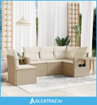 5-dijelni vrtni set sofa s jastucima bež od poliratana - NOVO