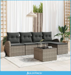 5 komada Vrtni kauč set s jastučićima Crni Polirattan - NOVO