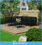 6-dijelna vrtna garnitura s jastucima crna PVC - NOVO