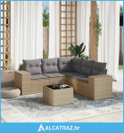 6-dijelni set vrtnih sofa s jastucima bež od poliratana - NOVO