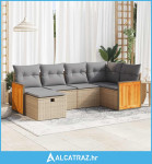 6-dijelni set vrtnih sofa s jastucima bež od poliratana - NOVO