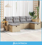 6-dijelni set vrtnih sofa s jastucima bež od poliratana - NOVO