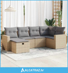 6-dijelni set vrtnih sofa s jastucima bež od poliratana - NOVO