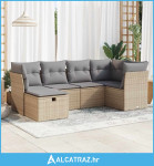 6-dijelni set vrtnih sofa s jastucima bež od poliratana - NOVO