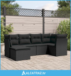 6-dijelni set vrtnih sofa s jastucima crni od poliratana - NOVO