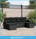 6-dijelni set vrtnih sofa s jastucima crni od poliratana - NOVO