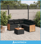 6-dijelni set vrtnih sofa s jastucima crni od poliratana - NOVO