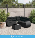 6-dijelni set vrtnih sofa s jastucima crni od poliratana - NOVO