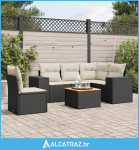 6-dijelni set vrtnih sofa s jastucima crni od poliratana - NOVO