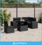 6-dijelni set vrtnih sofa s jastucima crni od poliratana - NOVO