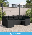 6-dijelni set vrtnih sofa s jastucima crni od poliratana - NOVO