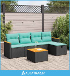 6-dijelni set vrtnih sofa s jastucima crni od poliratana - NOVO