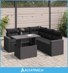 6-dijelni set vrtnih sofa s jastucima crni od poliratana - NOVO