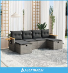 6-dijelni set vrtnih sofa od poliratana s jastucima sivi - NOVO