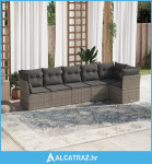 6-dijelni set vrtnih sofa od poliratana s jastucima sivi - NOVO