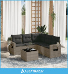 6-dijelni set vrtnih sofa od poliratana s jastucima sivi - NOVO