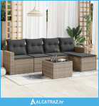 6-dijelni set vrtnih sofa od poliratana s jastucima sivi - NOVO