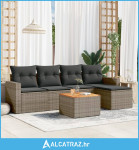 6-dijelni set vrtnih sofa od poliratana s jastucima sivi - NOVO