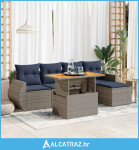 6-dijelni set vrtnih sofa od poliratana s jastucima sivi - NOVO