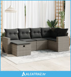 6-dijelni set vrtnih sofa od poliratana s jastucima sivi - NOVO