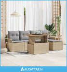 6-dijelni vrtni set sofa s jastučićima Bež Poli Ratan - NOVO