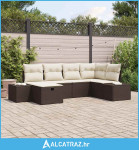 6 komadni set vrtnih sofasa s jastučićima smeđi poli ratan - NOVO