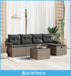 6-komadni Vrtni Sofa Set s Jastučićima Sivi Poli Ratan, 2-sjedalni Vrt