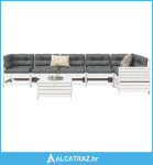 7-dijelni set vrtnih sofa bijeli od masivne borovine - NOVO
