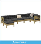 7-dijelni set vrtnih sofa od impregnirane borovine s jastucima - NOVO