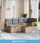 7-dijelni set vrtnih sofa s jastucima bež od poliratana - NOVO