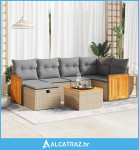 7-dijelni set vrtnih sofa od poliratana s jastucima bež - NOVO