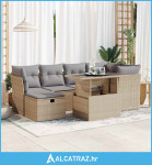 7-dijelni set vrtnih sofa od poliratana s jastucima bež - NOVO