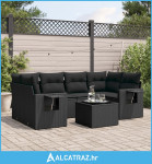 7-dijelni set vrtnih sofa od poliratana s jastucima crni - NOVO
