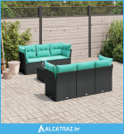 7-dijelni set vrtnih sofa od poliratana s jastucima crni - NOVO