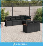 7-dijelni set vrtnih sofa od poliratana s jastucima crni - NOVO