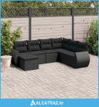 7-dijelni set vrtnih sofa od poliratana s jastucima crni - NOVO