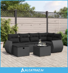 7-dijelni set vrtnih sofa od poliratana s jastucima crni - NOVO