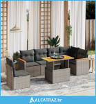 7-dijelni set vrtnih sofa sivi od poliratana - NOVO