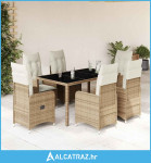 7-dijelni vrtni bistro set od poliratana s jastucima bež - NOVO