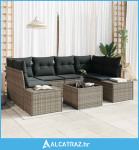 7-dijelni vrtni set sofa s jastučićima siva poly ratan - NOVO
