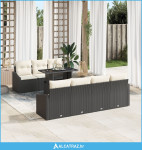 8-dijelna garnitura za vrt s jastučićima Crni poli ratan - NOVO