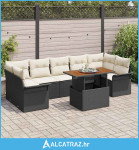 8-dijelna garnitura za vrt s jastučićima crni poly ratan - NOVO