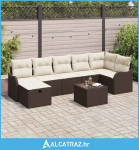 8-dijelna vrtna garnitura s jastučićima smeđi poli ratan, 2-sjedna vrt