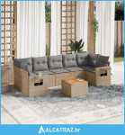 8-dijelni set vrtnih sofa s jastucima bež od poliratana - NOVO