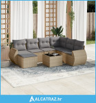 8-dijelni set vrtnih sofa od poliratana s jastucima bež - NOVO