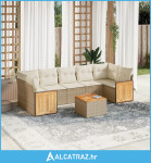 8-dijelni set vrtnih sofa od poliratana s jastucima bež - NOVO