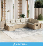 8-dijelni set vrtnih sofa od poliratana s jastucima bež - NOVO