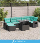 8-dijelni set vrtnih sofa od poliratana s jastucima crni bagrem - NOVO
