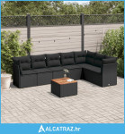 8-dijelni set vrtnih sofa od poliratana s jastucima crni - NOVO